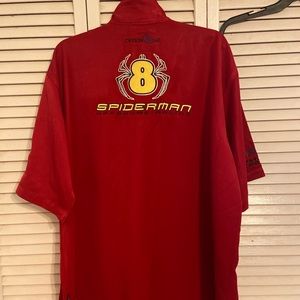 red spider man skater button down shirt